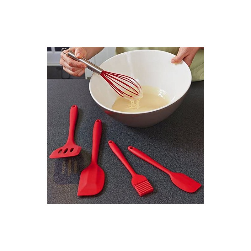 Accessoires de cuisine set de 5 spatules, manches en silicone, durable