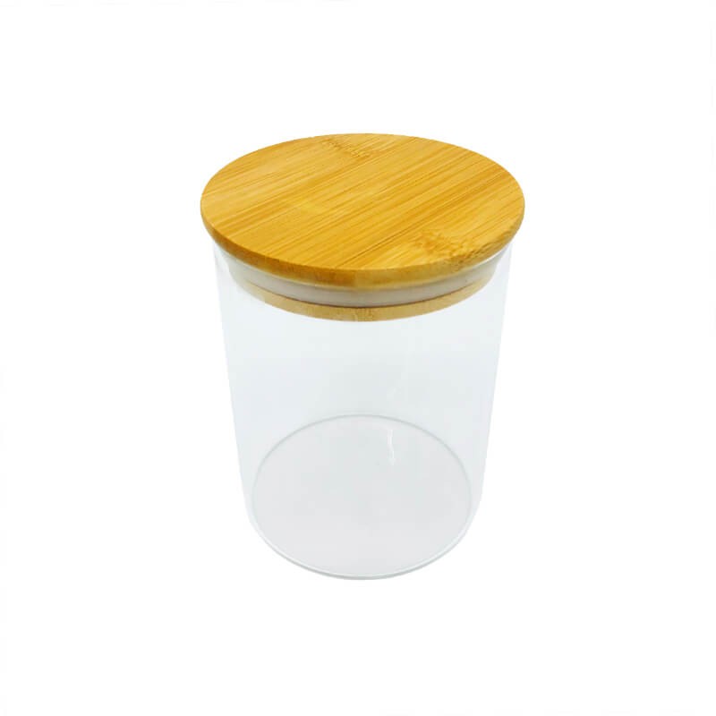 Bocal de rangement en verre avec couvercle en bois, pot étanche à  l'humidité, collations, boîte