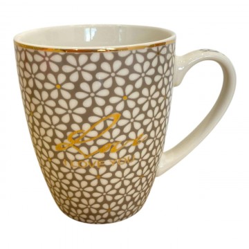 CHOPE - MUG CÉRAMIQUE DESIGN FLEURS DECORÈ EN DORÈ -350ML- ≡ MINIMALL