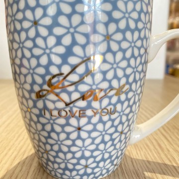 CHOPE - MUG CÉRAMIQUE DESIGN FLEURS DECORÈ EN DORÈ -350ML- ≡ MINIMALL
