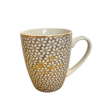 CHOPE - MUG CÉRAMIQUE DESIGN FLEURS DECORÈ EN DORÈ -350ML- ≡ MINIMALL