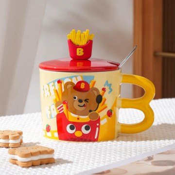 CHOPE CERAMIQUE AVEC COUVERCLE A MOTIF FRITES -400ML- ≡ MINIMALL
