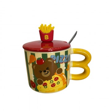 CHOPE CERAMIQUE AVEC COUVERCLE A MOTIF FRITES -400ML- ≡ MINIMALL