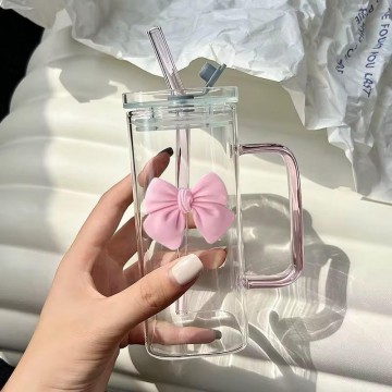 CHOPE - MUG EN VERRE AVEC COUVERCLE  ET PAILLE -400ML- ≡ MINIMALL