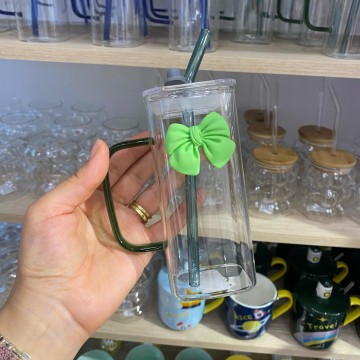 CHOPE - MUG EN VERRE AVEC COUVERCLE  ET PAILLE -400ML- ≡ MINIMALL