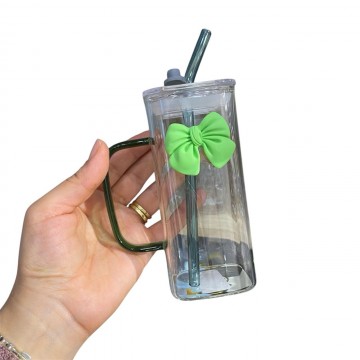 CHOPE - MUG EN VERRE AVEC COUVERCLE  ET PAILLE -400ML- ≡ MINIMALL