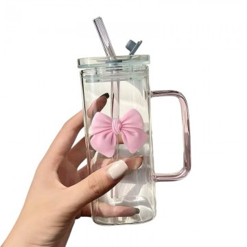 CHOPE - MUG EN VERRE AVEC COUVERCLE  ET PAILLE -400ML- ≡ MINIMALL