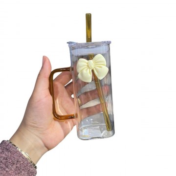 CHOPE - MUG EN VERRE AVEC COUVERCLE  ET PAILLE -400ML- ≡ MINIMALL