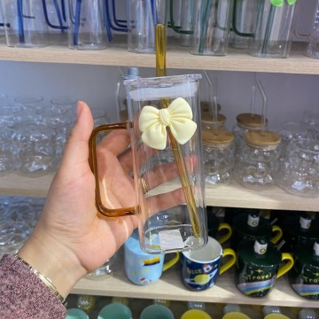 CHOPE - MUG EN VERRE AVEC COUVERCLE  ET PAILLE -400ML- ≡ MINIMALL