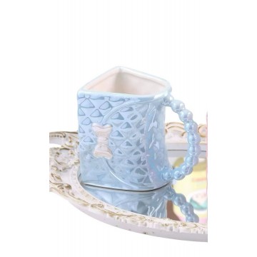 CHOPE CERAMIQUE EN FORME SAC A MAIN POIGNEÈ DORÈ -360ML-   ≡ MINIMALL