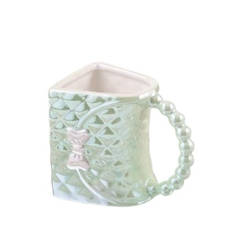 CHOPE CERAMIQUE EN FORME SAC A MAIN POIGNEÈ DORÈ -360ML-   ≡ MINIMALL