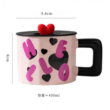 CHOPE - MUG EN VERRE AVEC COUVERCLE EN SILICONE A MOTIF LOVE -450ML- ≡ MINIMALL
