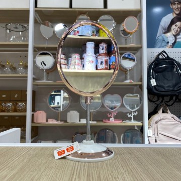 MIROIR OVALE DE TABLE DOUBLE FACE MIROIR DE BUREAU ROSÈ  POUR LE MAQUILLAGE  LÈPILLATION ET LE RASAGE ≡ MINIMALL