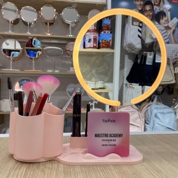 MIROIR ET PORTE DE MAQUILLAGE LED SMART TOUCHE RÈEGLABLE  3 COULEURS DE LUMIÈRE HD AVEC USB ≡ MINIMALL