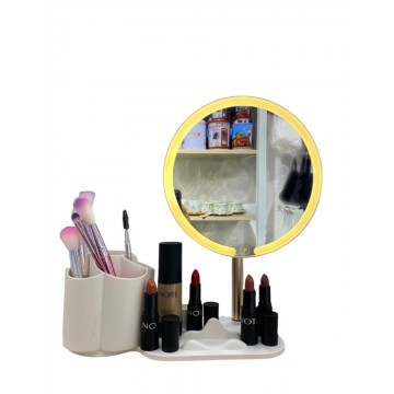 MIROIR ET PORTE DE MAQUILLAGE LED SMART TOUCHE RÈEGLABLE  3 COULEURS DE LUMIÈRE HD AVEC USB ≡ MINIMALL