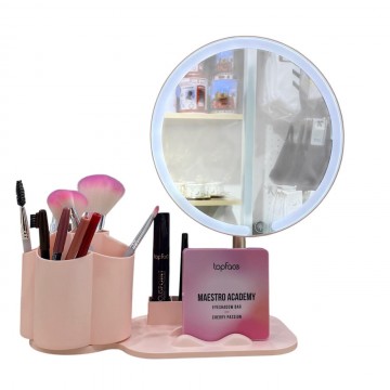 MIROIR ET PORTE DE MAQUILLAGE LED SMART TOUCHE RÈEGLABLE  3 COULEURS DE LUMIÈRE HD AVEC USB ≡ MINIMALL