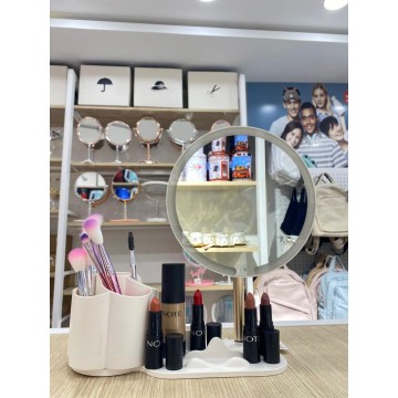 MIROIR ET PORTE DE MAQUILLAGE LED SMART TOUCHE RÈEGLABLE  3 COULEURS DE LUMIÈRE HD AVEC USB ≡ MINIMALL