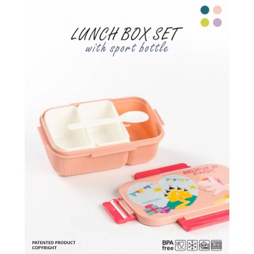 SET LUNCH BOX A COMPARTIMENT ET BOUTEILLE ALIMENTAIRE EN PVC ≡ MINIMALL