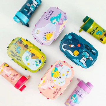 SET LUNCH BOX A COMPARTIMENT ET BOUTEILLE ALIMENTAIRE EN PVC ≡ MINIMALL