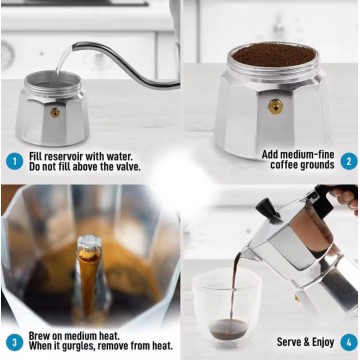 CAFETIERE EXPRESSSO EN ALUMINIUM 6 TASSES -300ML- ≡ MINIMALL