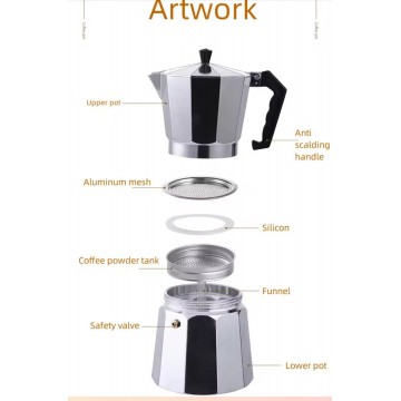 CAFETIERE EXPRESSSO EN ALUMINIUM 6 TASSES -300ML- ≡ MINIMALL