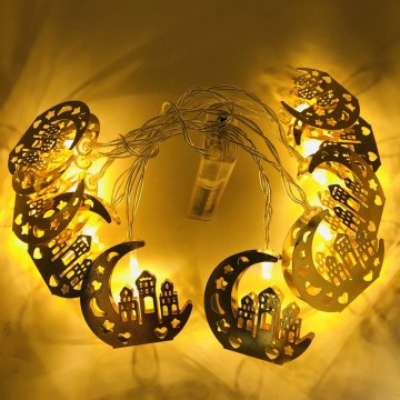GUIRLANDE LUMINEUSE LED EN METAL E POUR DECORATION DE RAMADAN ET DE L'AID -3M- 10 LAMPES ≡ MINIMALL