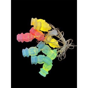 GUIRLANDE LUMINEUSE LED EN PLASTIQUE POUR DECORATION DE RAMADAN ET DE L'AID -3M- 10 LAMPES-LANTERNES COLOREES ≡ MINIMALL