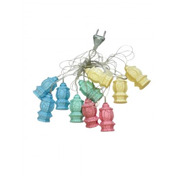 GUIRLANDE LUMINEUSE LED EN PLASTIQUE POUR DECORATION DE RAMADAN ET DE L'AID -3M- 10 LAMPES-LANTERNES COLOREES ≡ MINIMALL