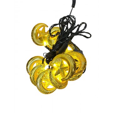 GUIRLANDE LUMINEUSE LED EN PLASTIQUE POUR DECORATION DE RAMADAN ET DE L'AID -3M- 10 LAMPES JAUNES ≡ MINIMALL