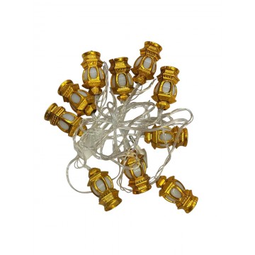 GUIRLANDE LUMINEUSE LED EN PLASTIQUE POUR DECORATION DE RAMADAN ET DE L'AID -3M- 10 LAMPES- LANTERNES JAUNES ≡ MINIMALL
