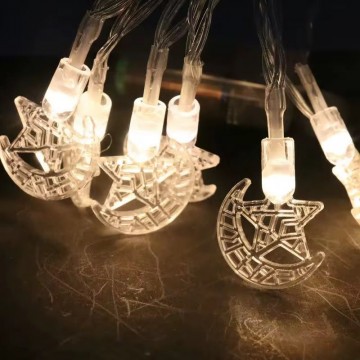 GUIRLANDE LUMINEUSE LED EN PLASTIQUE POUR DECORATION DE RAMADAN ET DE L'AID -3M- 10 LAMPES- CROISSANTS AVEC ETOILES ≡ MINIMALL