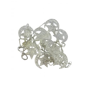 GUIRLANDE LUMINEUSE LED EN PLASTIQUE POUR DECORATION DE RAMADAN ET DE L'AID -3M- 10 LAMPES- CROISSANTS AVEC ETOILES ≡ MINIMALL