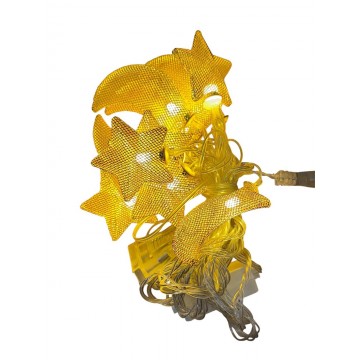 GUIRLANDE LUMINEUSE LED EN PLASTIQUE POUR DECORATION DE RAMADAN ET DE L'AID -3M- 12 LAMPES- 6 ETOILES ET 6 CROISSANTS ≡ MINIMALL