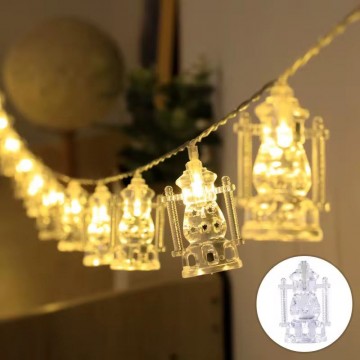 GUIRLANDE LUMINEUSE LED EN PLASTIQUE POUR DECORATION DE RAMADAN ET DE L'AID -3M- 10 LAMPES- LANTERNES TRANSPARENTES ≡ MINIMALL