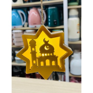 DECORATION  SUSPENDUE AVEC ANIMATION LUMINEUSE POUR RAMADANE EN BOIS  ≡ MINIMALL