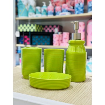 SET ACCESSOIRES DE SALLE DE BAIN 4 PIECES EN CERAMIQUE ≡ MINIMAL