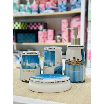 SET ACCESSOIRES DE SALLE DE BAIN 4 PIECES EN CERAMIQUE ≡ MINIMAL
