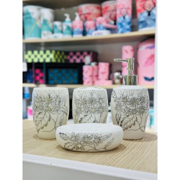 SET ACCESSOIRES DE SALLE DE BAIN 4 PIECES EN CERAMIQUE ≡ MINIMAL