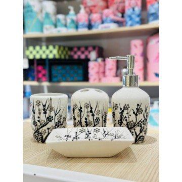 SET ACCESSOIRES DE SALLE DE BAIN 4 PIECES EN CERAMIQUE ≡ MINIMAL