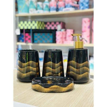 SET ACCESSOIRES DE SALLE DE BAIN 4 PIECES EN CERAMIQUE ≡ MINIMAL