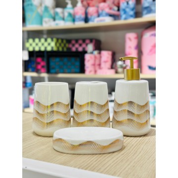 SET ACCESSOIRES DE SALLE DE BAIN 4 PIECES EN CERAMIQUE ≡ MINIMAL