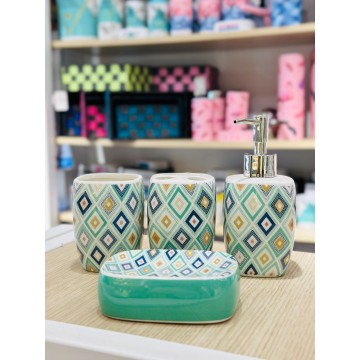 SET ACCESSOIRES DE SALLE DE BAIN 4 PIECES EN CERAMIQUE ≡ MINIMAL
