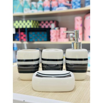 SET ACCESSOIRES DE SALLE DE BAIN 4 PIECES EN CERAMIQUE ≡ MINIMAL
