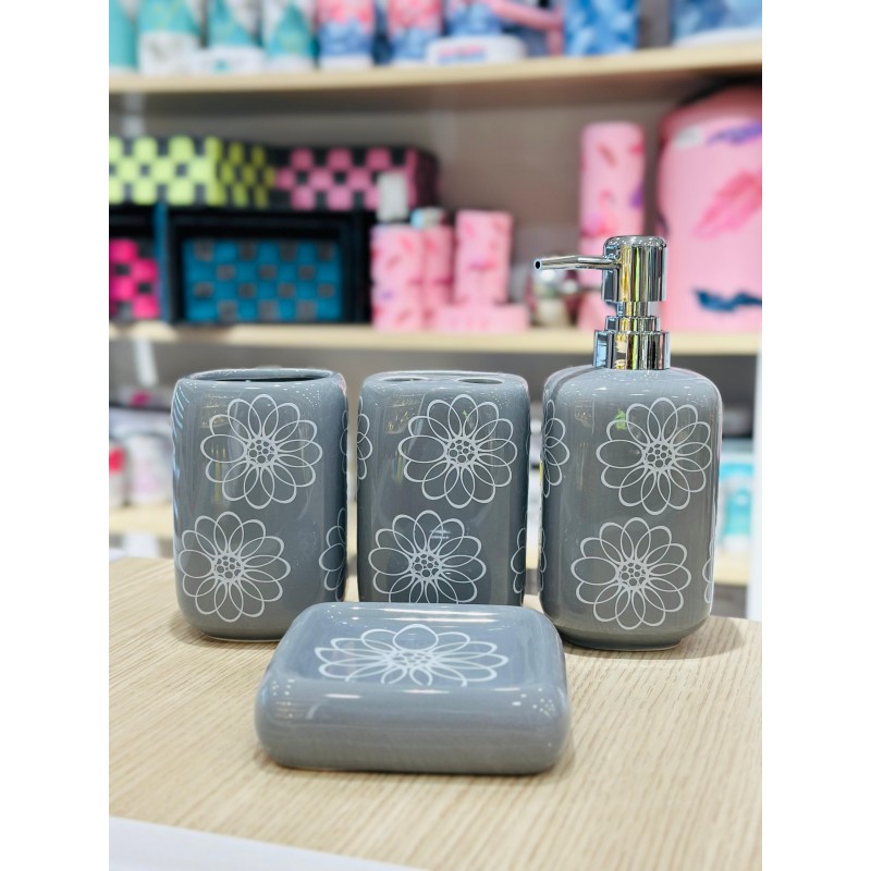 SET ACCESSOIRES DE SALLE DE BAIN 4 PIECES EN CERAMIQUE ≡ MINIMAL