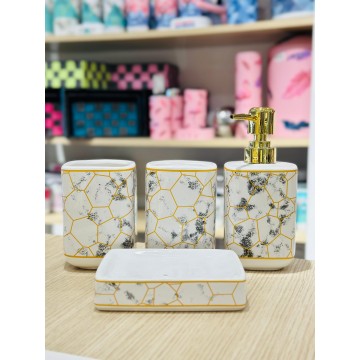 SET ACCESSOIRES DE SALLE DE BAIN 4 PIECES EN CERAMIQUE ≡ MINIMAL