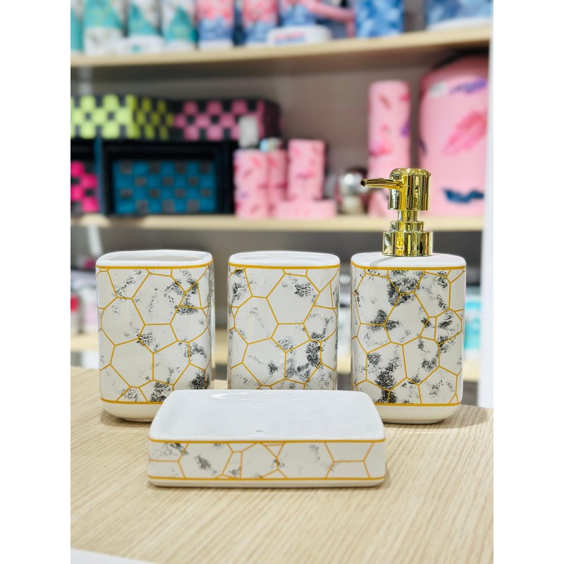 SET ACCESSOIRES DE SALLE DE BAIN 4 PIECES EN CERAMIQUE ≡ MINIMAL