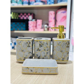 SET ACCESSOIRES DE SALLE DE BAIN 4 PIECES EN CERAMIQUE ≡ MINIMAL
