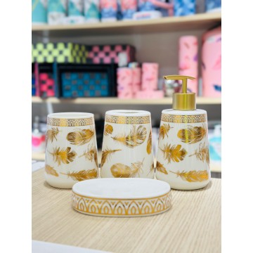 SET ACCESSOIRES DE SALLE DE BAIN 4 PIECES EN CERAMIQUE ≡ MINIMAL
