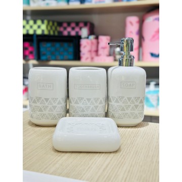 SET ACCESSOIRES DE SALLE DE BAIN 4 PIECES EN CERAMIQUE ≡ MINIMAL