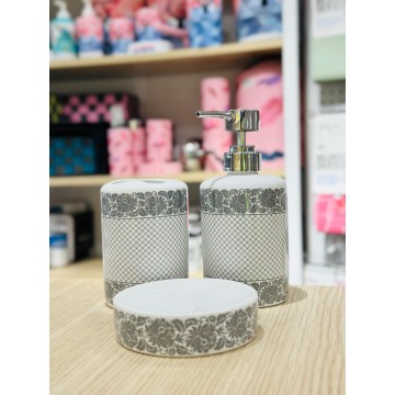 SET ACCESSOIRES DE SALLE DE BAIN 3 PIECES EN CERAMIQUE ≡ MINIMAL